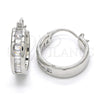 Rhodium Gold Filled Small Hoop, Baguette Design, with White Cubic Zirconia, Polished, Rhodium Finish, 02.99.0009.2.20
