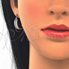 Oro Laminado Small Hoop, Gold Filled Style Baguette Design, with White Cubic Zirconia, Polished, Two Tone, 02.99.0009.3.20