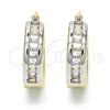 Oro Laminado Small Hoop, Gold Filled Style Baguette Design, with White Cubic Zirconia, Polished, Two Tone, 02.99.0009.3.20