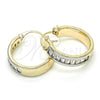 Oro Laminado Small Hoop, Gold Filled Style Baguette Design, with White Cubic Zirconia, Polished, Two Tone, 02.99.0009.3.20