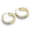 Oro Laminado Small Hoop, Gold Filled Style Baguette Design, with White Cubic Zirconia, Polished, Two Tone, 02.99.0009.3.20