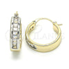 Oro Laminado Small Hoop, Gold Filled Style Baguette Design, with White Cubic Zirconia, Polished, Two Tone, 02.99.0009.3.20