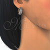 Oro Laminado Huggie Hoop, Gold Filled Style with White Micro Pave, Polished, Two Tone, 02.210.0061.2.20