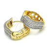 Oro Laminado Huggie Hoop, Gold Filled Style with White Micro Pave, Polished, Two Tone, 02.210.0061.2.20