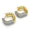 Oro Laminado Huggie Hoop, Gold Filled Style with White Micro Pave, Polished, Two Tone, 02.210.0061.2.20