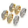 Oro Laminado Huggie Hoop, Gold Filled Style with White Micro Pave, Polished, Two Tone, 02.210.0061.2.20