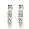 Oro Laminado Huggie Hoop, Gold Filled Style with White Cubic Zirconia, Polished, Two Tone, 02.210.0052.6.20