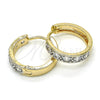 Oro Laminado Huggie Hoop, Gold Filled Style with White Cubic Zirconia, Polished, Two Tone, 02.210.0052.6.20