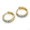 Oro Laminado Huggie Hoop, Gold Filled Style with White Cubic Zirconia, Polished, Two Tone, 02.210.0052.6.20