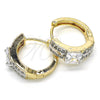 Oro Laminado Huggie Hoop, Gold Filled Style with White Cubic Zirconia, Polished, Two Tone, 02.210.0155.20