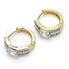 Oro Laminado Huggie Hoop, Gold Filled Style with White Cubic Zirconia, Polished, Two Tone, 02.210.0155.20