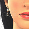 Oro Laminado Earring and Pendant Adult Set, Gold Filled Style Elephant Design, with Black and White Crystal, Polished, Golden Finish, 10.122.0007.1