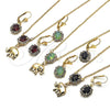 Oro Laminado Earring and Pendant Adult Set, Gold Filled Style Elephant Design, with Chrysolite Opal and White Crystal, Polished, Golden Finish, 10.122.0007.2