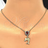 Oro Laminado Earring and Pendant Adult Set, Gold Filled Style Dolphin Design, with Garnet and White Crystal, Polished, Golden Finish, 10.122.0008
