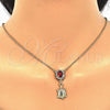 Oro Laminado Earring and Pendant Adult Set, Gold Filled Style Turtle Design, with Garnet and White Crystal, Polished, Golden Finish, 10.122.0010