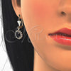 Oro Laminado Earring and Pendant Adult Set, Gold Filled Style Turtle Design, with Black and White Crystal, Polished, Golden Finish, 10.122.0010.1