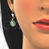 Oro Laminado Earring and Pendant Adult Set, Gold Filled Style Turtle Design, with Chrysolite Opal and White Crystal, Polished, Golden Finish, 10.122.0010.2