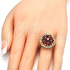 Oro Laminado Multi Stone Ring, Gold Filled Style Flower Design, with Garnet and White Cubic Zirconia, Polished, Golden Finish, 01.266.0020.3.08 (Size 8)