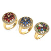 Oro Laminado Multi Stone Ring, Gold Filled Style Flower Design, with Garnet and White Cubic Zirconia, Polished, Golden Finish, 01.266.0020.3.08 (Size 8)