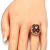 Oro Laminado Baby Ring, Gold Filled Style Flower Design, with Garnet and White Cubic Zirconia, Polished, Golden Finish, 01.266.0025.2.09 (Size 9)