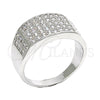 Rhodium Gold Filled Mens Ring, with White Cubic Zirconia, Polished, Rhodium Finish, 01.266.0030.1.11 (Size 11)