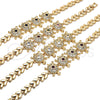 Oro Laminado Fancy Bracelet, Gold Filled Style Turtle and Leaf Design, with Black and White Cubic Zirconia, Polished, Golden Finish, 03.266.0026.07 (08 MM Thickness, 7 Inches Length)