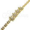 Oro Laminado Fancy Bracelet, Gold Filled Style Turtle and Leaf Design, with White Cubic Zirconia, Polished, Golden Finish, 03.266.0026.1.07 (08 MM Thickness, 7 Inches Length)