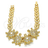 Oro Laminado Fancy Bracelet, Gold Filled Style Turtle and Leaf Design, with White Cubic Zirconia, Polished, Golden Finish, 03.266.0026.1.07 (08 MM Thickness, 7 Inches Length)