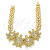 Oro Laminado Fancy Bracelet, Gold Filled Style Turtle and Leaf Design, with White Cubic Zirconia, Polished, Golden Finish, 03.266.0026.1.07 (08 MM Thickness, 7 Inches Length)