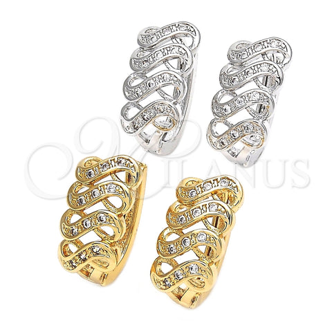 Gold Filled Huggie Hoop, Infinite Design, with Cubic Zirconia, Golden Finish, 02.266.0012.15