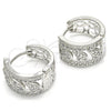Rhodium Gold Filled Huggie Hoop, with White Cubic Zirconia, Polished, Rhodium Finish, 02.266.0022.20