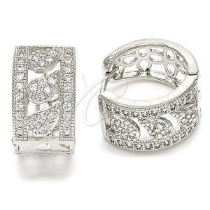 White Gold Filled Hoop Earrings — Huggie Hoop with White Cubic Zirconia Polished 02. — main product view — SKU 122588 | Oro Laminado Blanco aretes de aro — Huggie Hoop with blanco Cubic Zirconia pulido 02. — SKU 122588