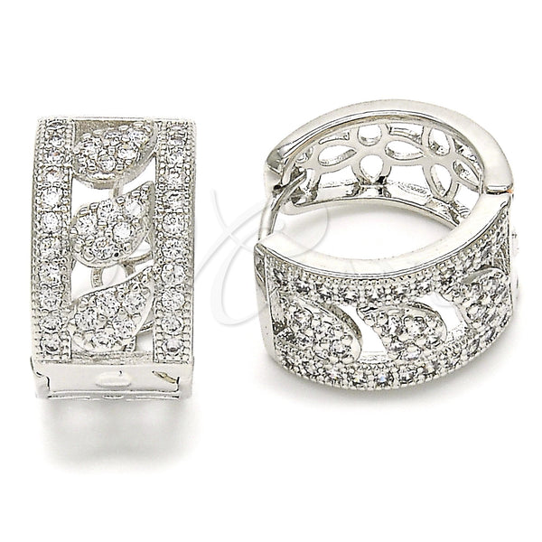White Gold Filled Hoop Earrings — Huggie Hoop with White Cubic Zirconia Polished 02. — main product view — SKU 122588 | Oro Laminado Blanco aretes de aro — Huggie Hoop with blanco Cubic Zirconia pulido 02. — SKU 122588