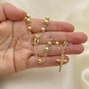 Oro Laminado Medium Rosary, Gold Filled Style Guadalupe and Crucifix Design, Polished, Golden Finish, 09.213.0012.28