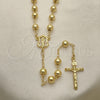 Oro Laminado Medium Rosary, Gold Filled Style Guadalupe and Crucifix Design, Polished, Golden Finish, 09.213.0012.28