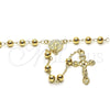 Oro Laminado Medium Rosary, Gold Filled Style San Benito and Crucifix Design, Polished, Golden Finish, 09.213.0013.28