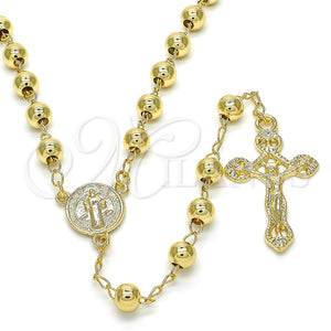 Gold Filled Jewelry — Medium Rosary San Benito and Crucifix Design Polished — main product view — SKU 122597 | Oro Laminado joyería — Medium Rosary San Benito and Crucifix diseño pulido — SKU 122597
