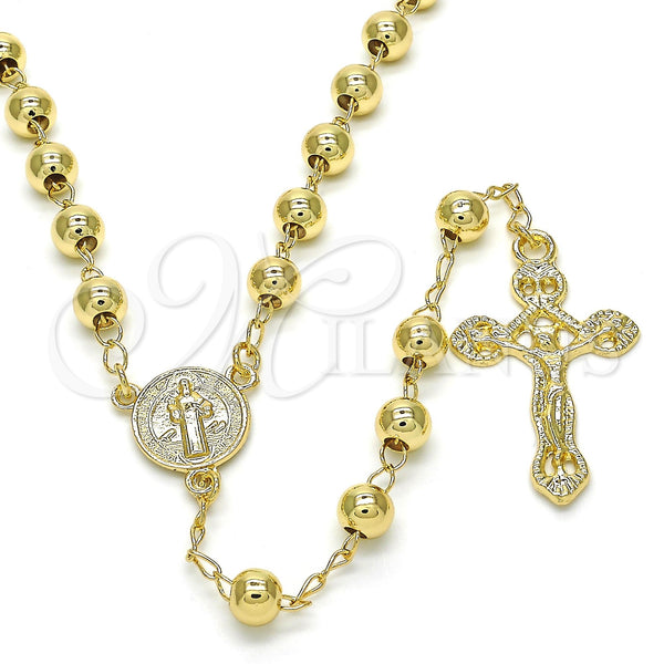 Gold Filled Jewelry — Medium Rosary San Benito and Crucifix Design Polished — main product view — SKU 122597 | Oro Laminado joyería — Medium Rosary San Benito and Crucifix diseño pulido — SKU 122597