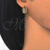 Oro Laminado Huggie Hoop, Gold Filled Style Elephant Design, with White Micro Pave, Polished, Golden Finish, 02.210.0156.20