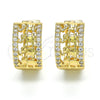 Oro Laminado Huggie Hoop, Gold Filled Style Elephant Design, with White Micro Pave, Polished, Golden Finish, 02.210.0156.20