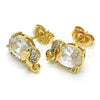 Oro Laminado Stud Earring, Gold Filled Style Elephant Design, with White Cubic Zirconia and White Micro Pave, Polished, Golden Finish, 02.210.0159