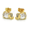 Oro Laminado Stud Earring, Gold Filled Style Elephant Design, with White Cubic Zirconia and White Micro Pave, Polished, Golden Finish, 02.210.0159