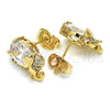 Oro Laminado Stud Earring, Gold Filled Style Elephant Design, with White Cubic Zirconia and White Micro Pave, Polished, Golden Finish, 02.210.0159