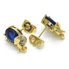 Oro Laminado Stud Earring, Gold Filled Style Elephant Design, with Sapphire Blue Cubic Zirconia and White Micro Pave, Polished, Golden Finish, 02.210.0159.2