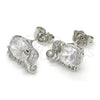 Rhodium Gold Filled Stud Earring, Elephant Design, with White Cubic Zirconia, Polished, Rhodium Finish, 02.210.0159.4