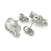 Rhodium Gold Filled Stud Earring, Elephant Design, with White Cubic Zirconia, Polished, Rhodium Finish, 02.210.0159.4
