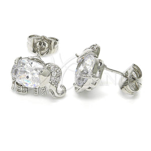 White Gold Filled Ring — Stud Earring Elephant Design with White Cubic Zirconia — main product view — SKU 122625 | Oro Laminado Blanco anillo — Stud Earring Elephant diseño with blanco Cubic Zirconia — SKU 122625