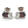 Rhodium Gold Filled Stud Earring, Elephant Design, with Garnet and White Cubic Zirconia, Polished, Rhodium Finish, 02.210.0159.5