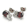 Rhodium Gold Filled Stud Earring, Elephant Design, with Garnet and White Cubic Zirconia, Polished, Rhodium Finish, 02.210.0159.5
