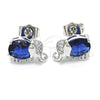 Rhodium Gold Filled Stud Earring, Elephant Design, with Sapphire Blue and White Cubic Zirconia, Polished, Rhodium Finish, 02.210.0159.6